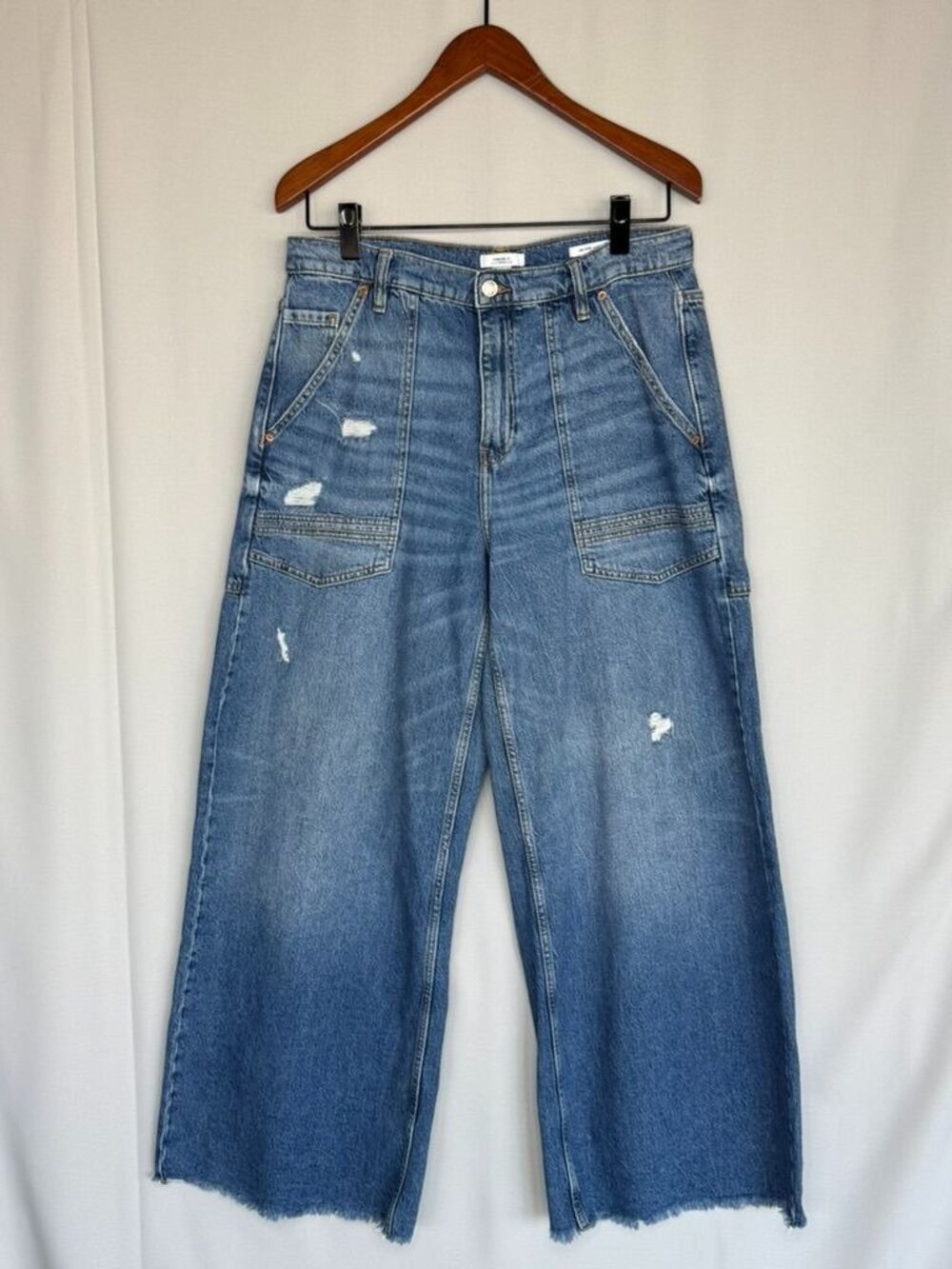 Forever 21 Mid Rise Wide Leg 90s Raver Oversized Back Pocket Baggy Jeans Size 30